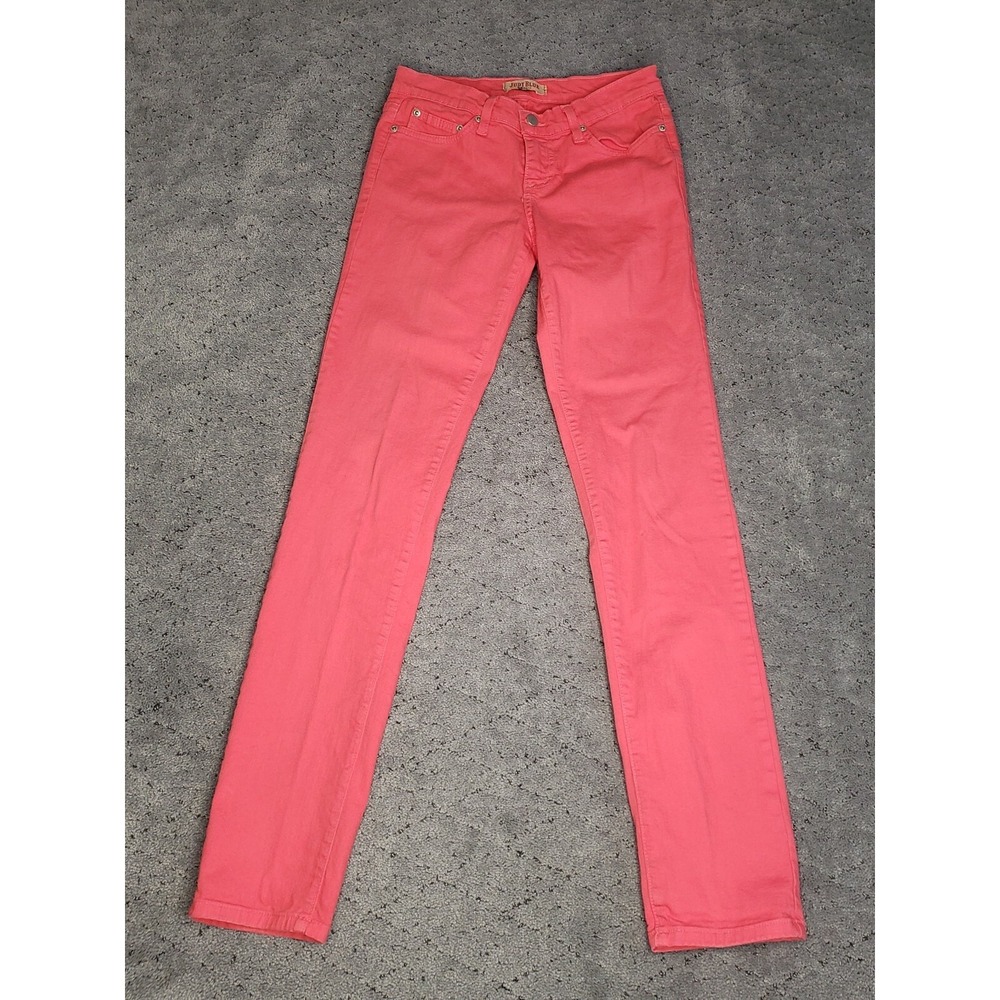 Judy Blue Jeans Womens 7 Pink Coral Low Rise Skinny Slimming Stretch Made in USA